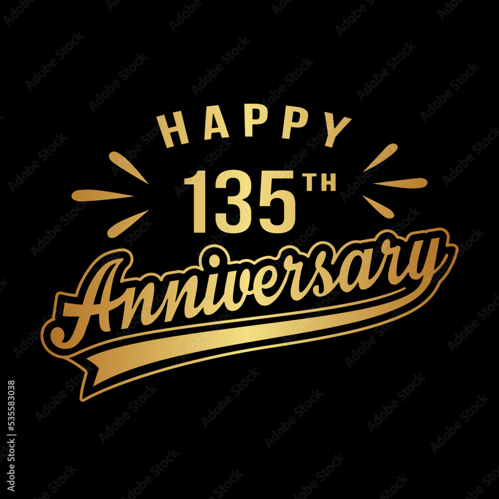 Happy 135th Anniversary. 135 years anniversary design template. Vector and illustration.