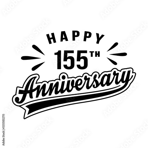 Happy 155th Anniversary. 155 years anniversary design template. Vector and illustration.