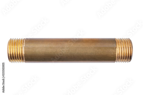 Plumbing Accessories, Extension Nipple, brass and stainless steel on a white isolated background