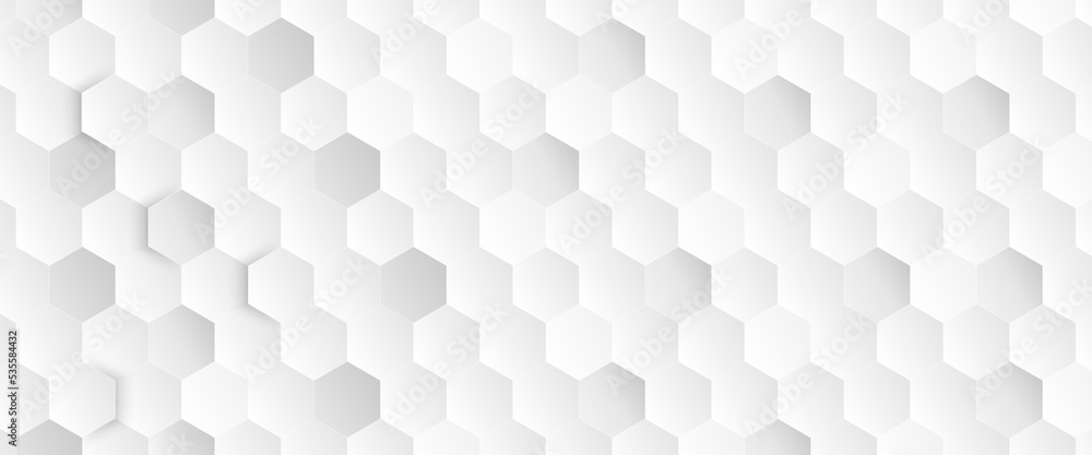 white hexagon background light grey structure view silver cube