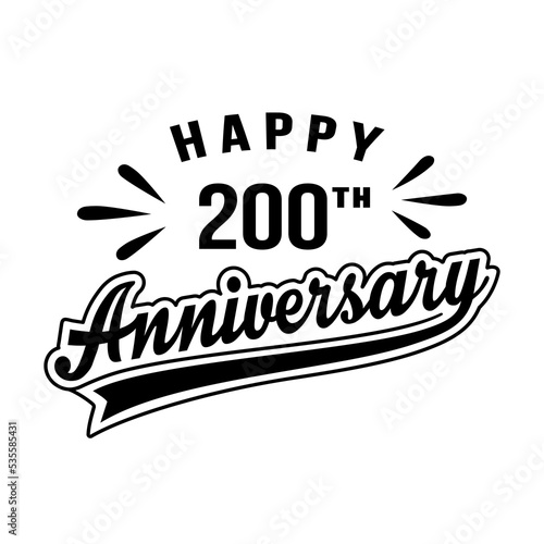 Happy 200th Anniversary. 200 years anniversary design template. Vector and illustration.