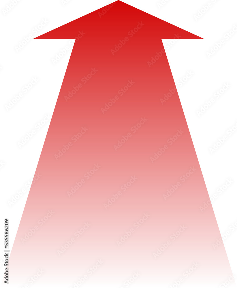 Red gradient arrow shape. Symbol for rising costs, expenses. Isolated ...