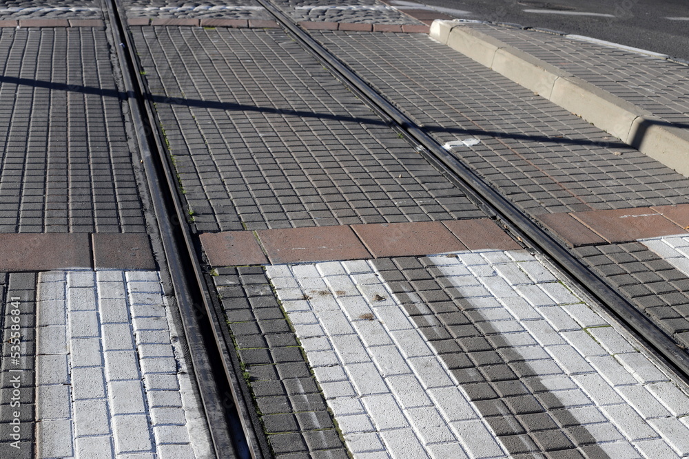 Tram tracks and rails of the Jerusalem Tramway. Tram tracks and rails of the Jerusalem Tramway.