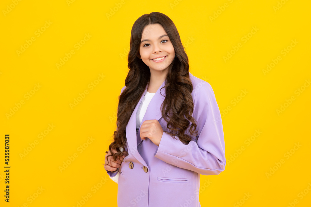 Headshot portrait of teenager child girl isolated on studio background. Childhood lifestyle concept. Mock up copy space. Happy face, positive and smiling emotions of teenager girl. Headshot portrait of teenager child girl isolated on studio background. Childhood lifestyle concept. Mock up copy space. Happy face, positive and smiling emotions of teenager girl.