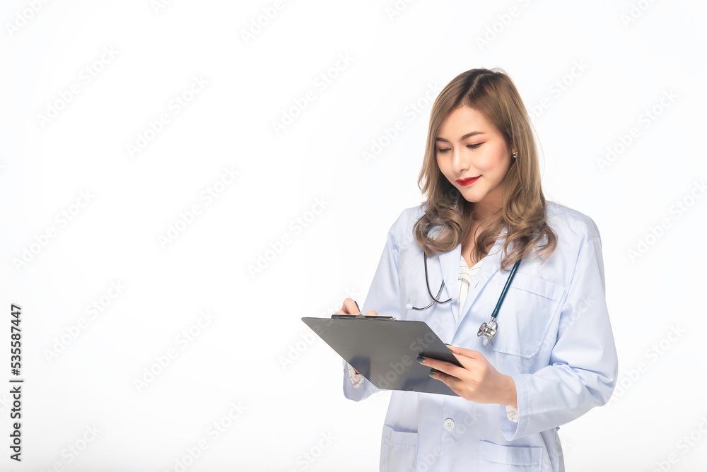 Portrait of young Female doctor on white background,Asian man,Thailand people Portrait of young Female doctor on white background,Asian man,Thailand people