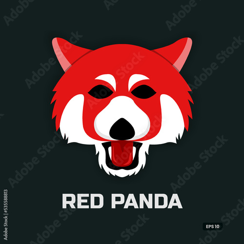 Fototapeta Naklejka Na Ścianę i Meble -  Minimal red panda logo design illustration, icon, animal, angry