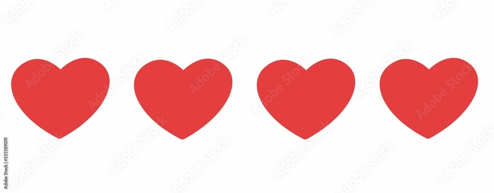  Red heart icons set vector 