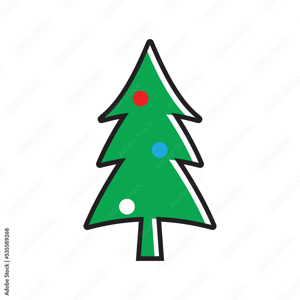 Pine tree illustration vector flat design template Pine tree illustration vector flat design template