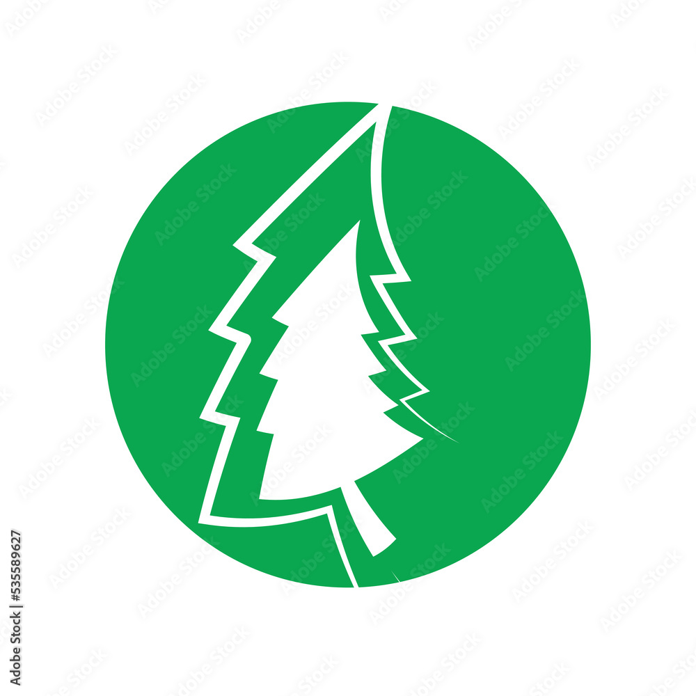 Pine tree illustration vector flat design template Pine tree illustration vector flat design template