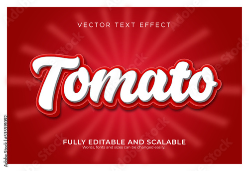 3d text effect red background with tomato letter photo