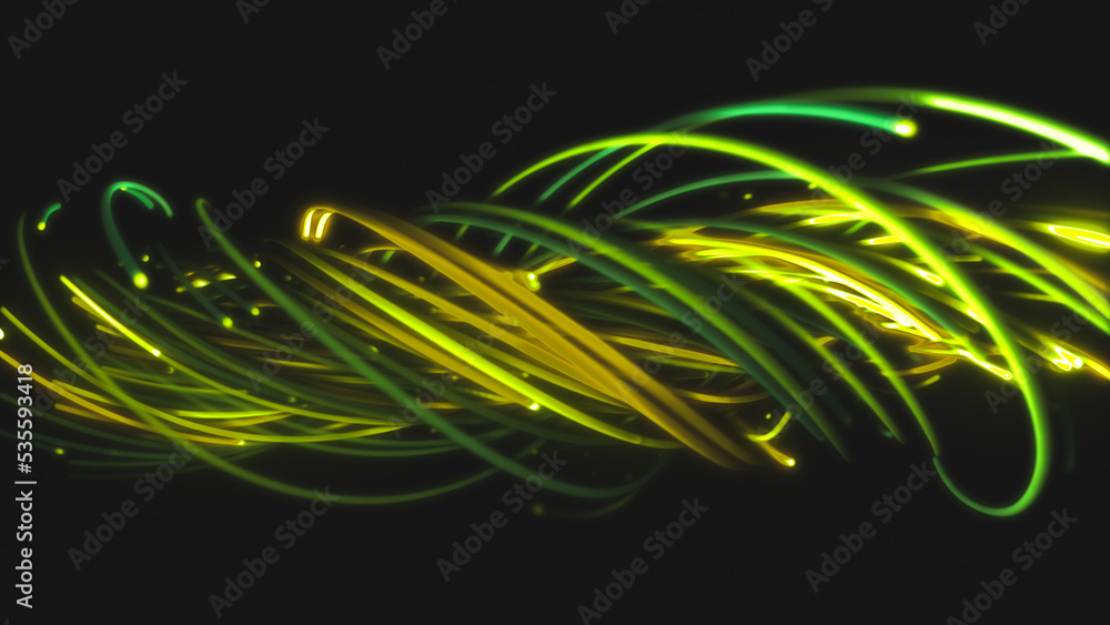 3D rendering of a colorful abstract background of strings, lines, ribbons, fibers or wires 3D rendering of a colorful abstract background of strings, lines, ribbons, fibers or wires