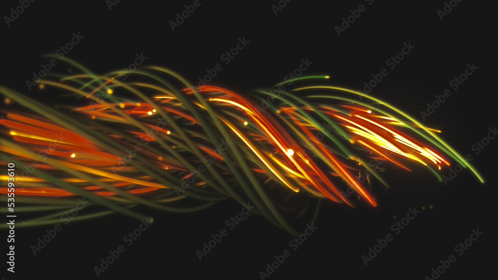 3D rendering of a colorful abstract background of strings, lines, ribbons, fibers or wires 3D rendering of a colorful abstract background of strings, lines, ribbons, fibers or wires