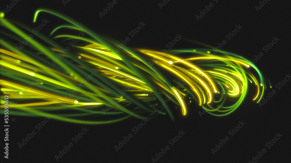 3D rendering of a colorful abstract background of strings, lines, ribbons, fibers or wires 3D rendering of a colorful abstract background of strings, lines, ribbons, fibers or wires