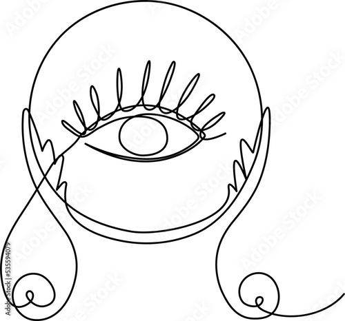 Canvastavla Crystal Ball with an eye in one-line style