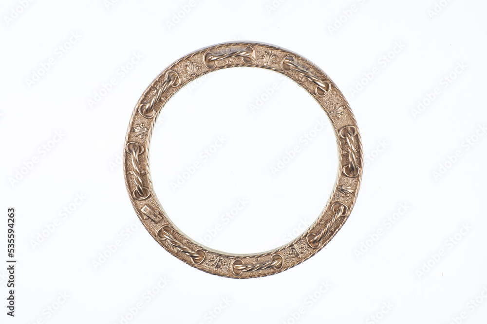 golden round frame isolated on white background golden round frame isolated on white background