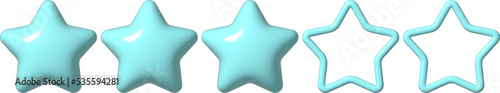 3D Review Star icon. 3D element rating for social media PNG