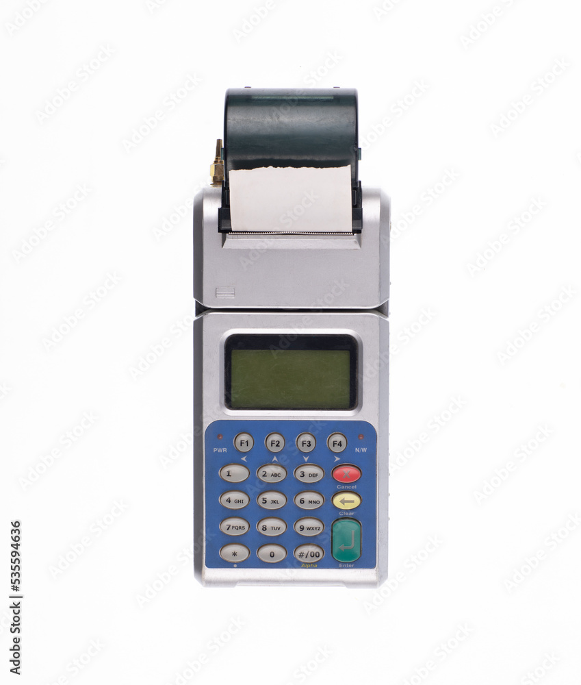 check card machine isolated on white background check card machine isolated on white background