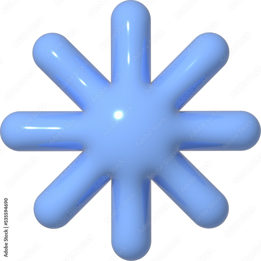 3D snowflake. 3d snow weather element PNG
