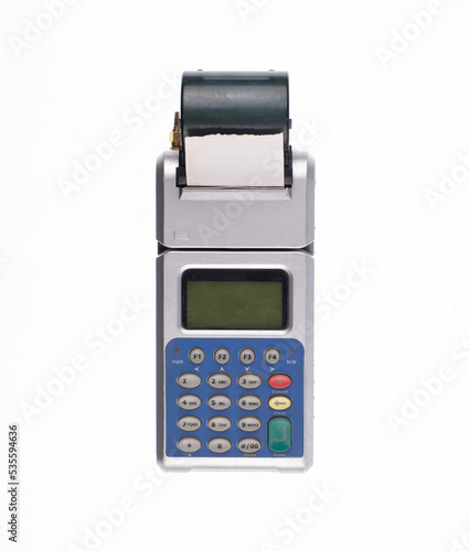 check card machine isolated on white background