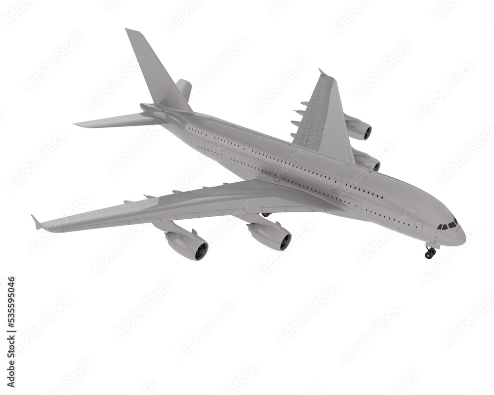 Obraz premium Flying airplane on transparent background. 3d rendering - illustration