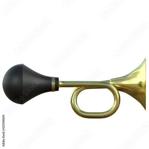 3d rendering illustration of a brass vehicle horn