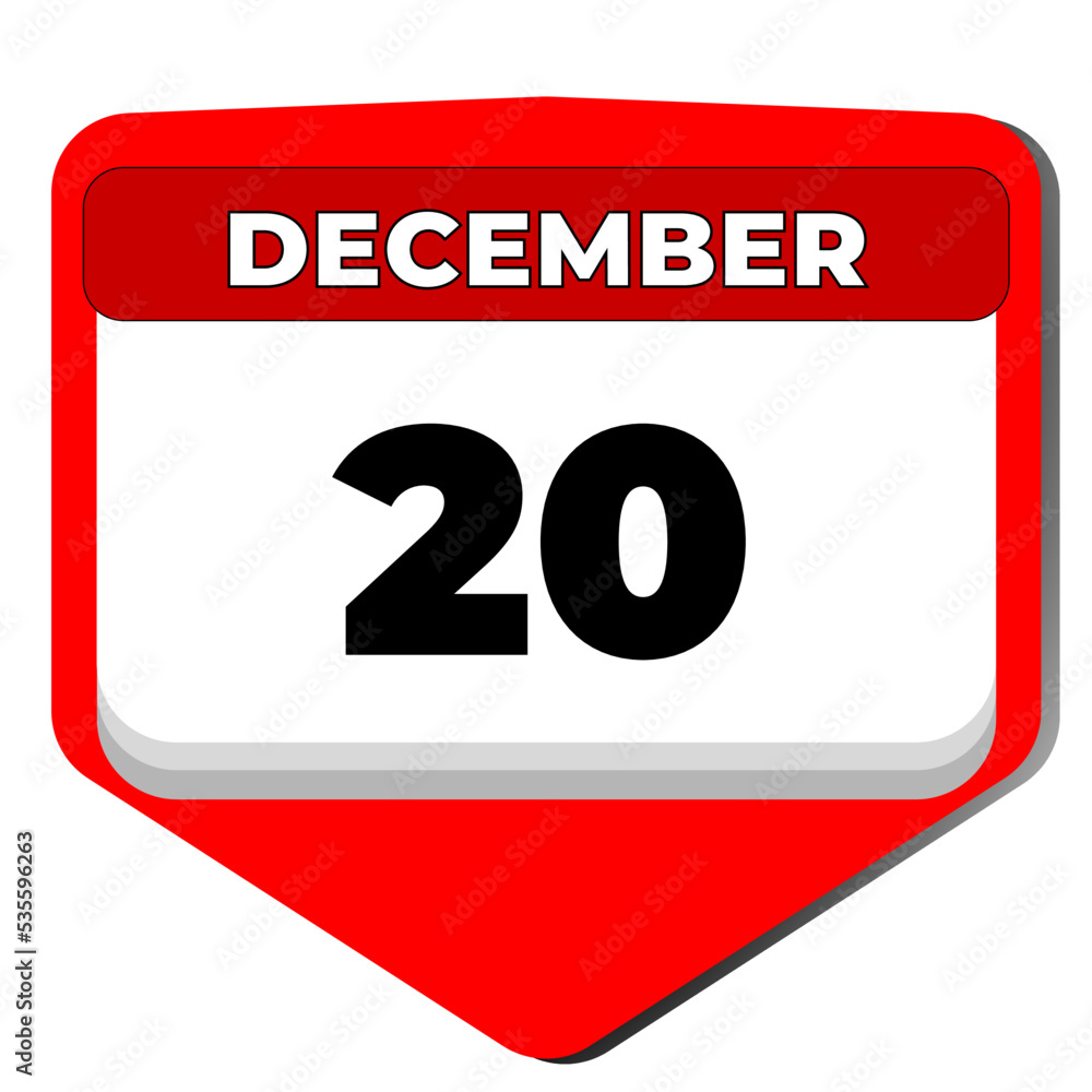 20 December vector icon calendar day. 20 date of December. Twentieth day of December. 20th date number. 20 day calendar. Twenty date. International Human Solidarity. Vector illustration 20 December vector icon calendar day. 20 date of December. Twentieth day of December. 20th date number. 20 day calendar. Twenty date. International Human Solidarity. Vector illustration