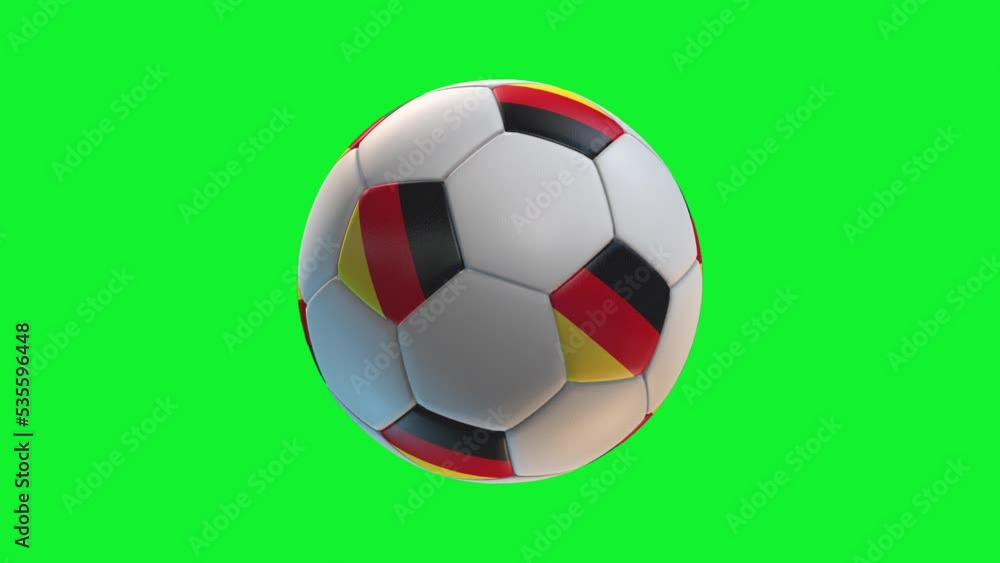 Soccer ball with flag Germany, on green screen background loop alpha. 3D Rendering Soccer ball with flag Germany, on green screen background loop alpha. 3D Rendering