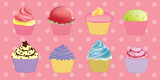 Little color cupcakes banner - greedy pastry time design