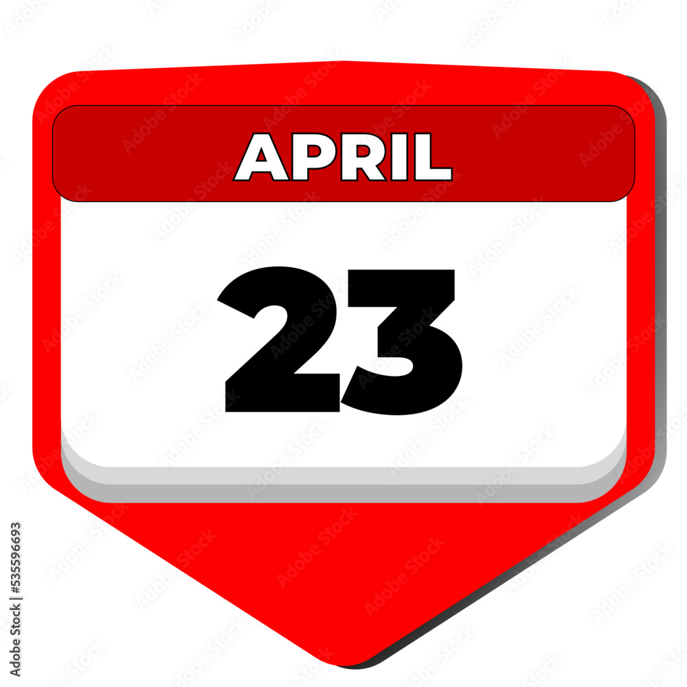 23 April vector icon calendar day. 23 date of April. Twenty third day of April. 23th date number. 23 day calendar. Twenty three date. National Sovereignty and Childrens. Vector illustration 23 April vector icon calendar day. 23 date of April. Twenty third day of April. 23th date number. 23 day calendar. Twenty three date. National Sovereignty and Childrens. Vector illustration