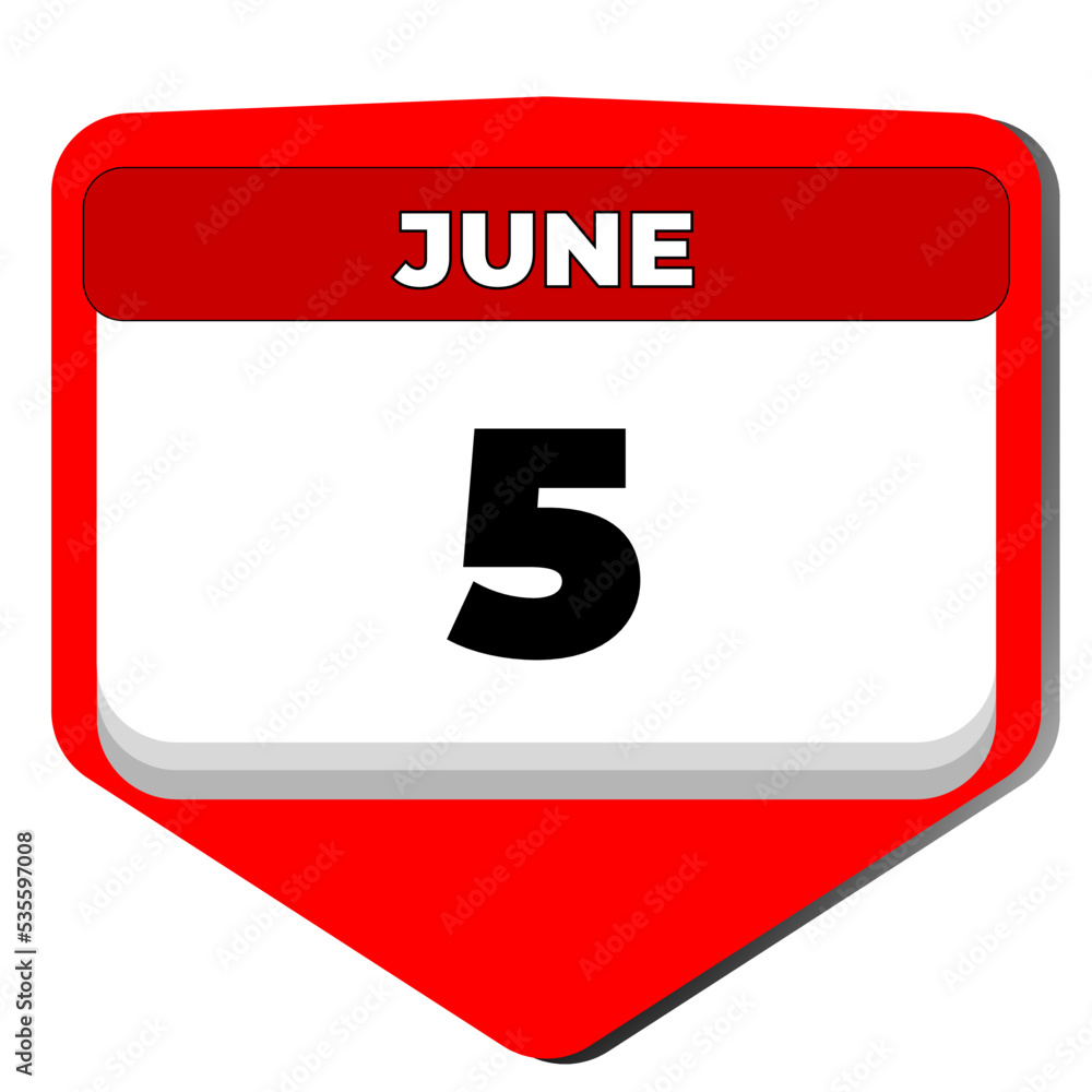 5 June vector icon calendar day. 5 date of June. Fifth day of June. 5th date number. 5 day calendar. Five date. World Environment, Constitution of Denmark. Vector illustration 5 June vector icon calendar day. 5 date of June. Fifth day of June. 5th date number. 5 day calendar. Five date. World Environment, Constitution of Denmark. Vector illustration