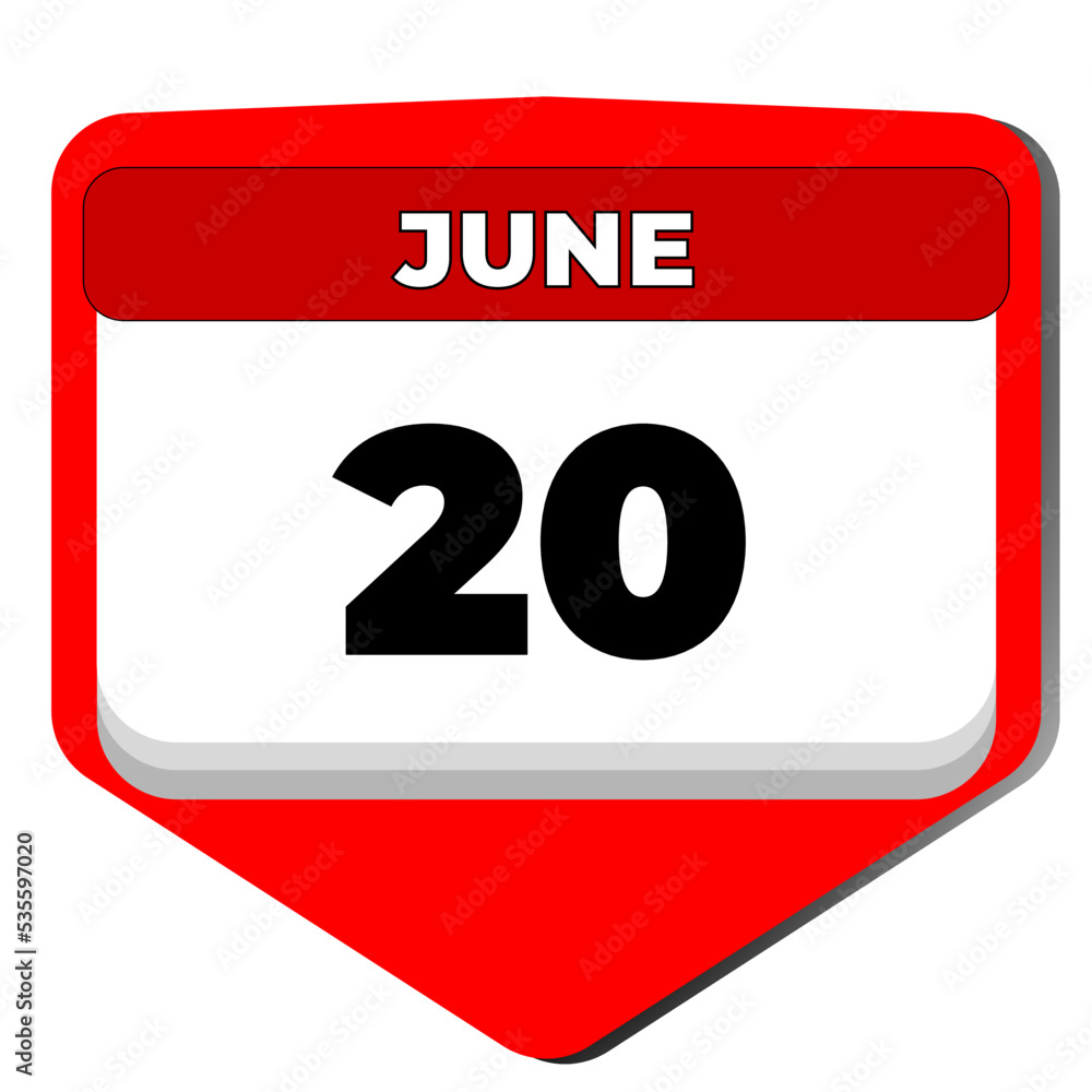 20 June vector icon calendar day. 20 date of June. Twentieth day of June. 20th date number. 20 day calendar. Twenty date. World Refugee, Ice Cream Soda, Vanilla Milkshake. Vector illustration 20 June vector icon calendar day. 20 date of June. Twentieth day of June. 20th date number. 20 day calendar. Twenty date. World Refugee, Ice Cream Soda, Vanilla Milkshake. Vector illustration