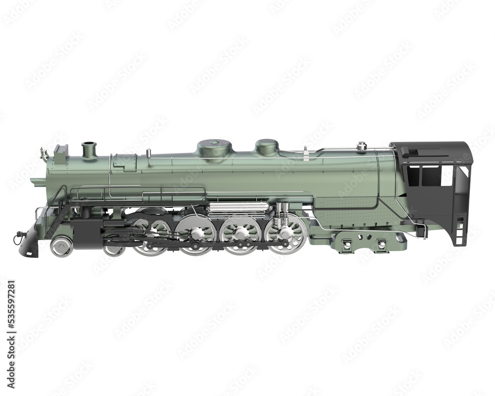 Naklejka premium Locomotive on transparent background. 3d rendering - illustration