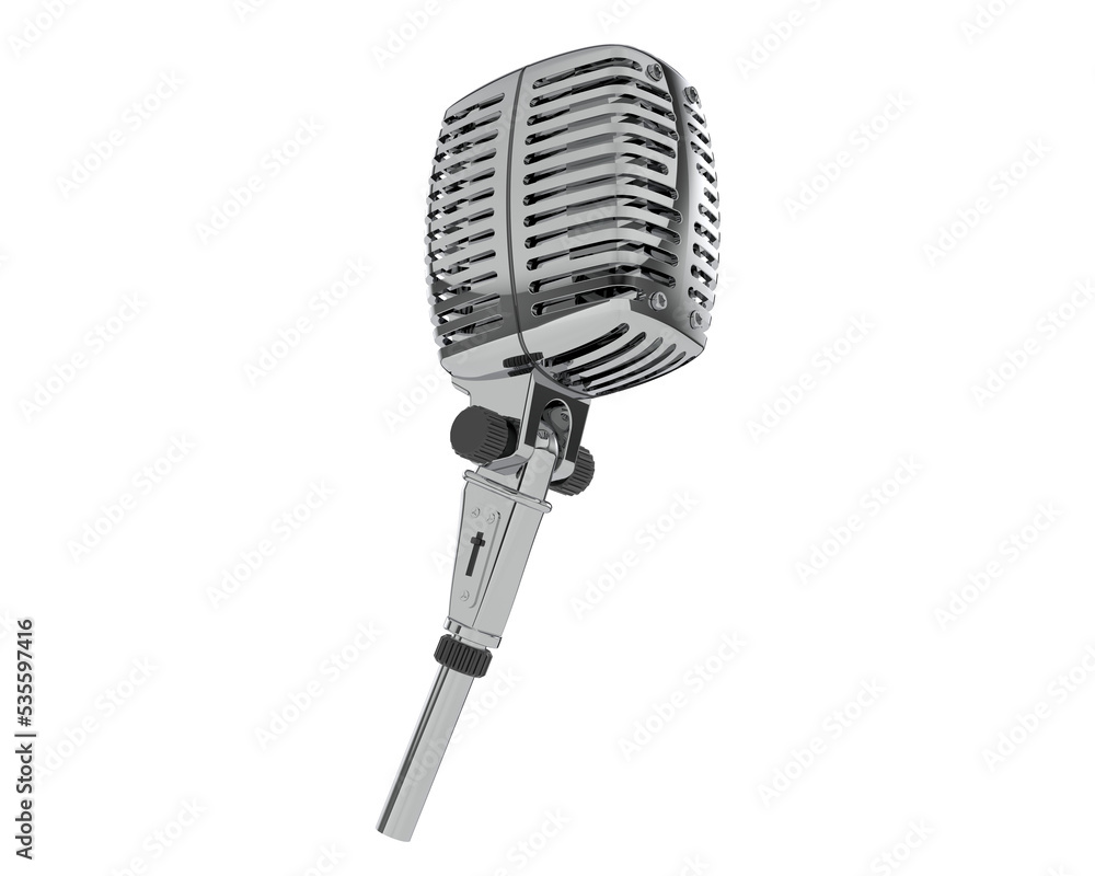 Fototapeta premium Vintage microphone on transparent background. 3d rendering - illustration