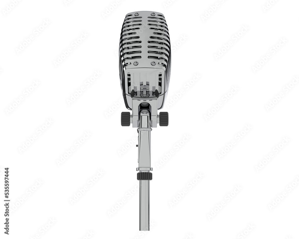 Fototapeta premium Vintage microphone on transparent background. 3d rendering - illustration