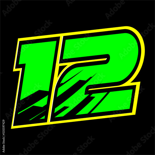 design vector number start racing with numbers one and two .unique colors
