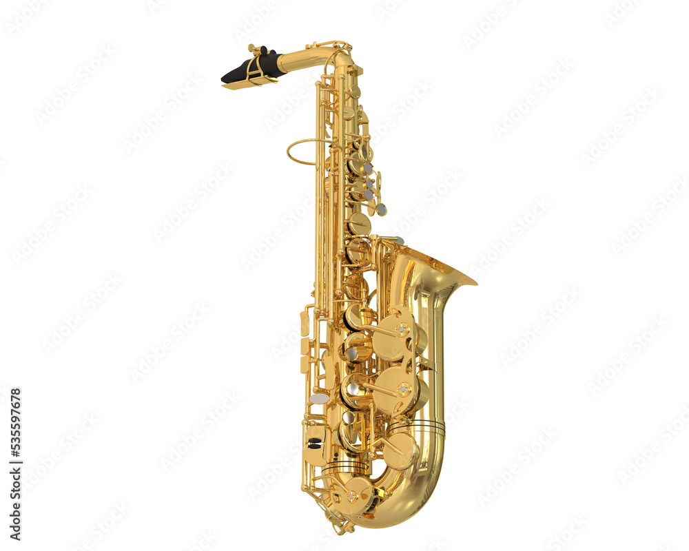 Obraz premium Saxophone on transparent background. 3d rendering - illustration