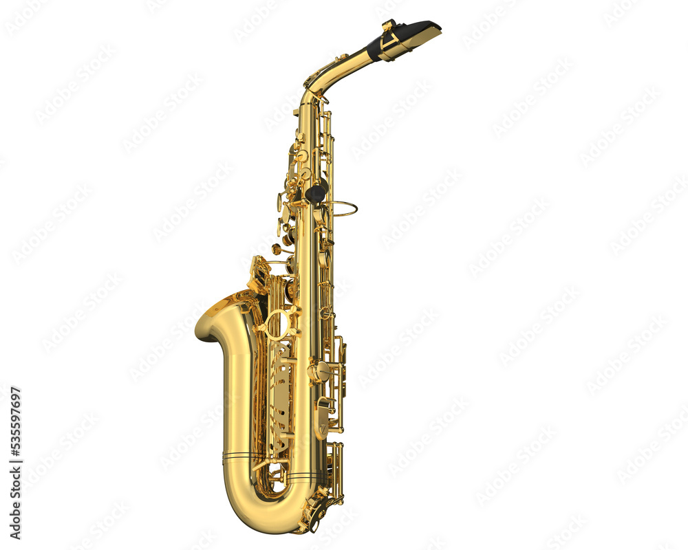 Naklejka premium Saxophone on transparent background. 3d rendering - illustration