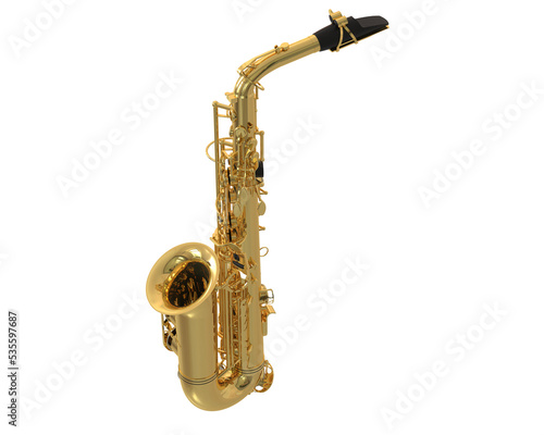 Saxophone on transparent background. 3d rendering - illustration