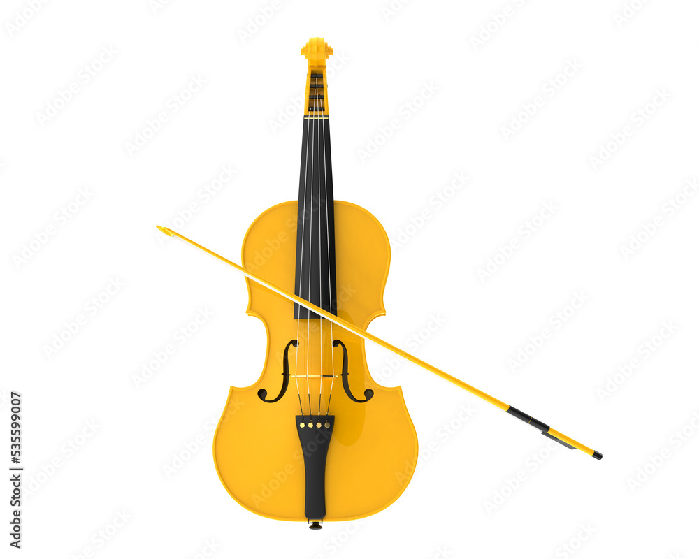 Fototapeta premium Violin on transparent background. 3d rendering - illustration