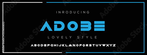 ADOBE Modern Minimal Tech font style. Tech letter typeface. Luxury Vector Logo illustration.