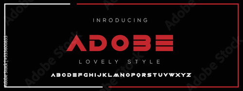 ADOBE Modern Minimal Tech font style. Tech letter typeface. Luxury Vector Logo illustration.