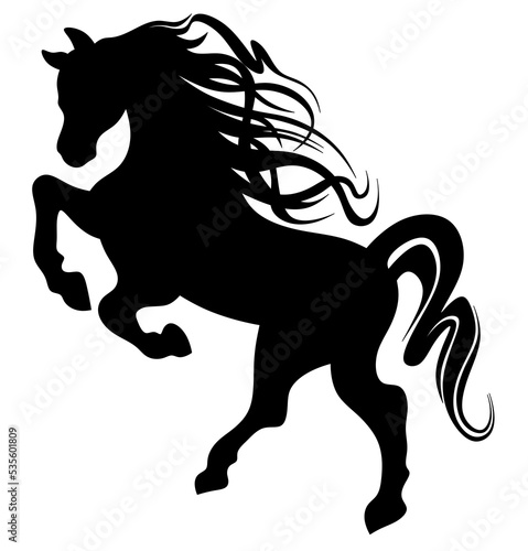 Horse silhouette. Isolated illustration of a horse on a white background.