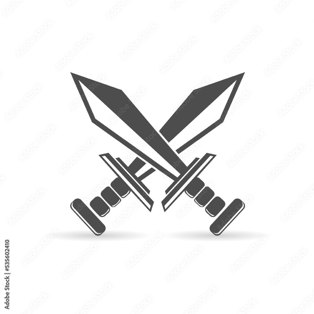 Cross sword set. battle logo elements, Set of heraldic sword vector silhouette illustrations Cross sword set. battle logo elements, Set of heraldic sword vector silhouette illustrations