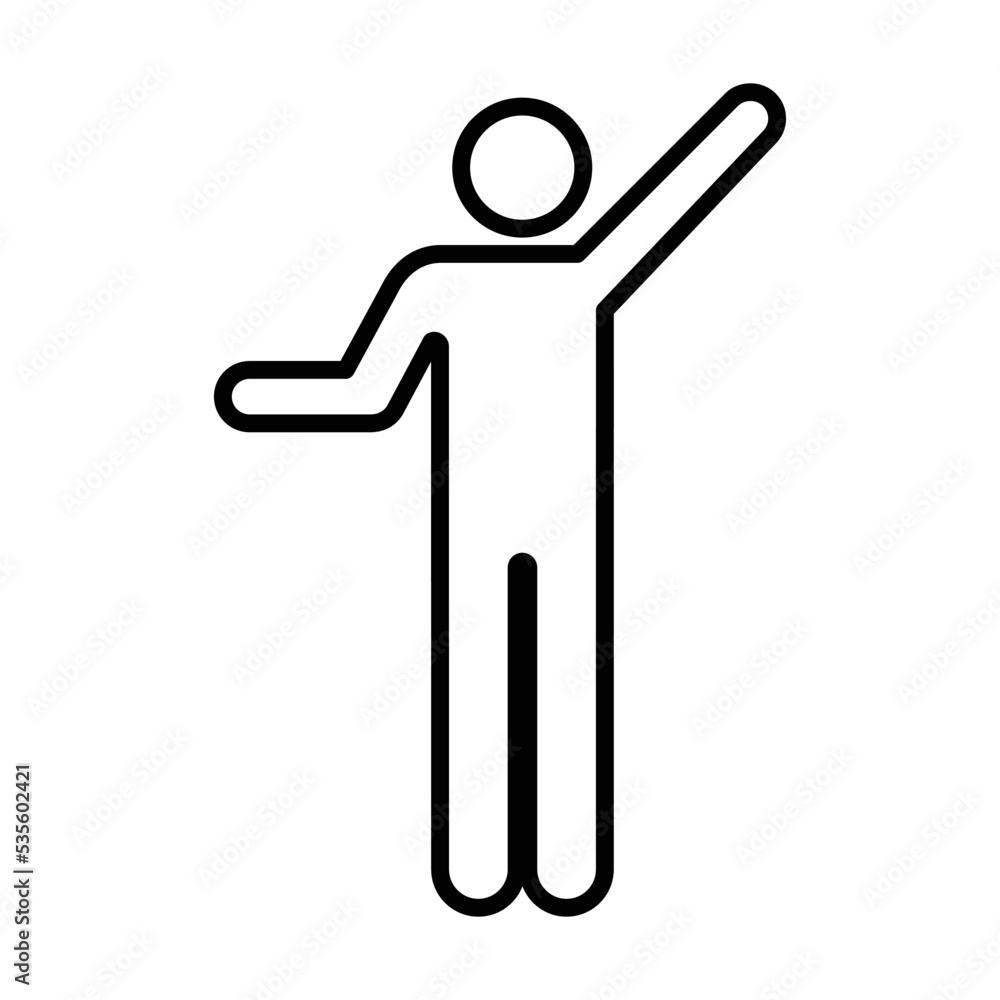 Man raised arms icon vector male person with open hands symbol in a glyph pictogram illustration Man raised arms icon vector male person with open hands symbol in a glyph pictogram illustration
