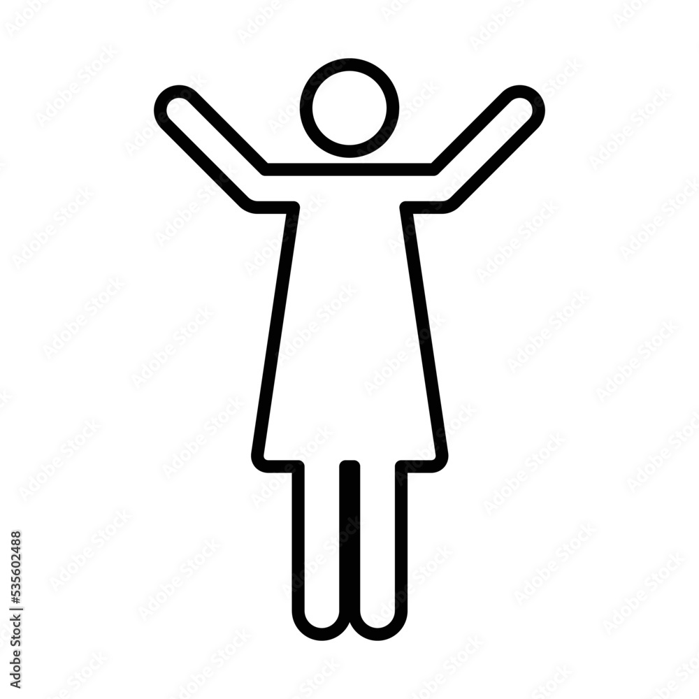 Woman raised arms icon vector female person with open hands symbol in a glyph pictogram illustration Woman raised arms icon vector female person with open hands symbol in a glyph pictogram illustration
