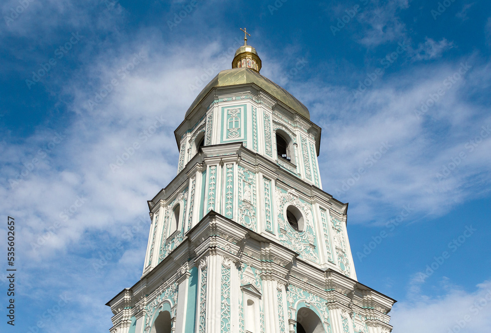 Baroque bell tower of Saint Sophia cathedral in Kyiv