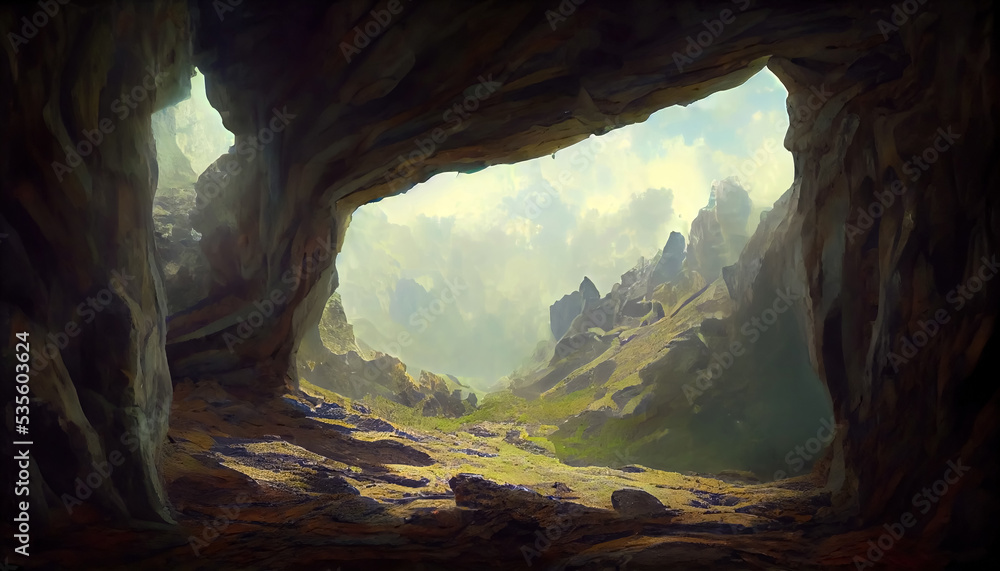 Abstract mountain cave entrance. Can be used as wallpaper or background