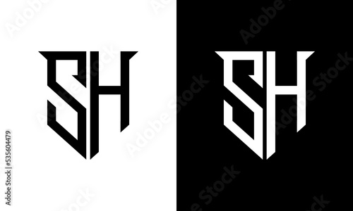 letter sh logo design photo