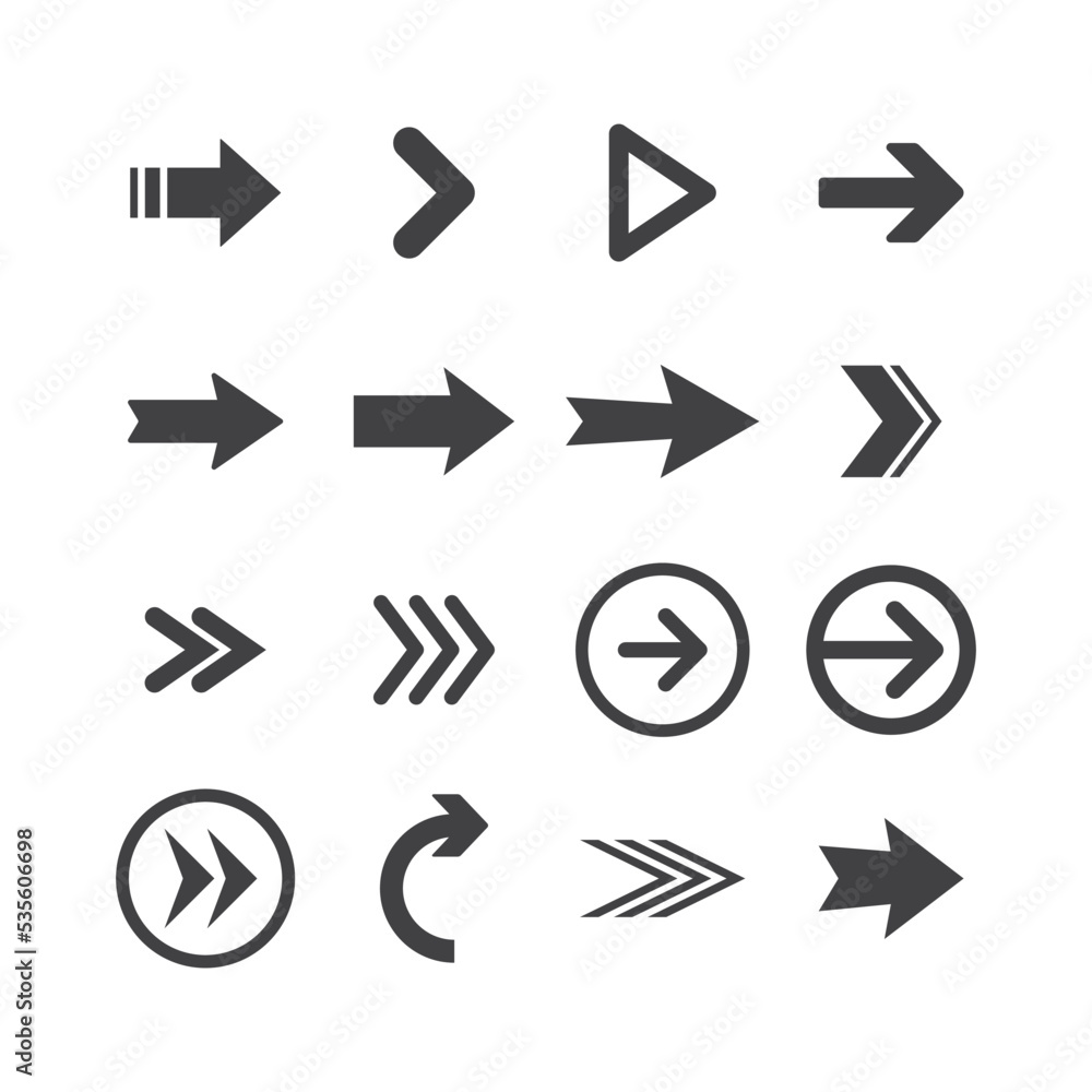 Arrows icon collections. Set of arrow vectors. Arrowheads shapes. Arrows icon collections. Set of arrow vectors. Arrowheads shapes.