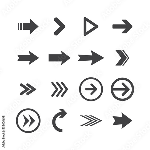 Arrows icon collections. Set of arrow vectors. Arrowheads shapes.